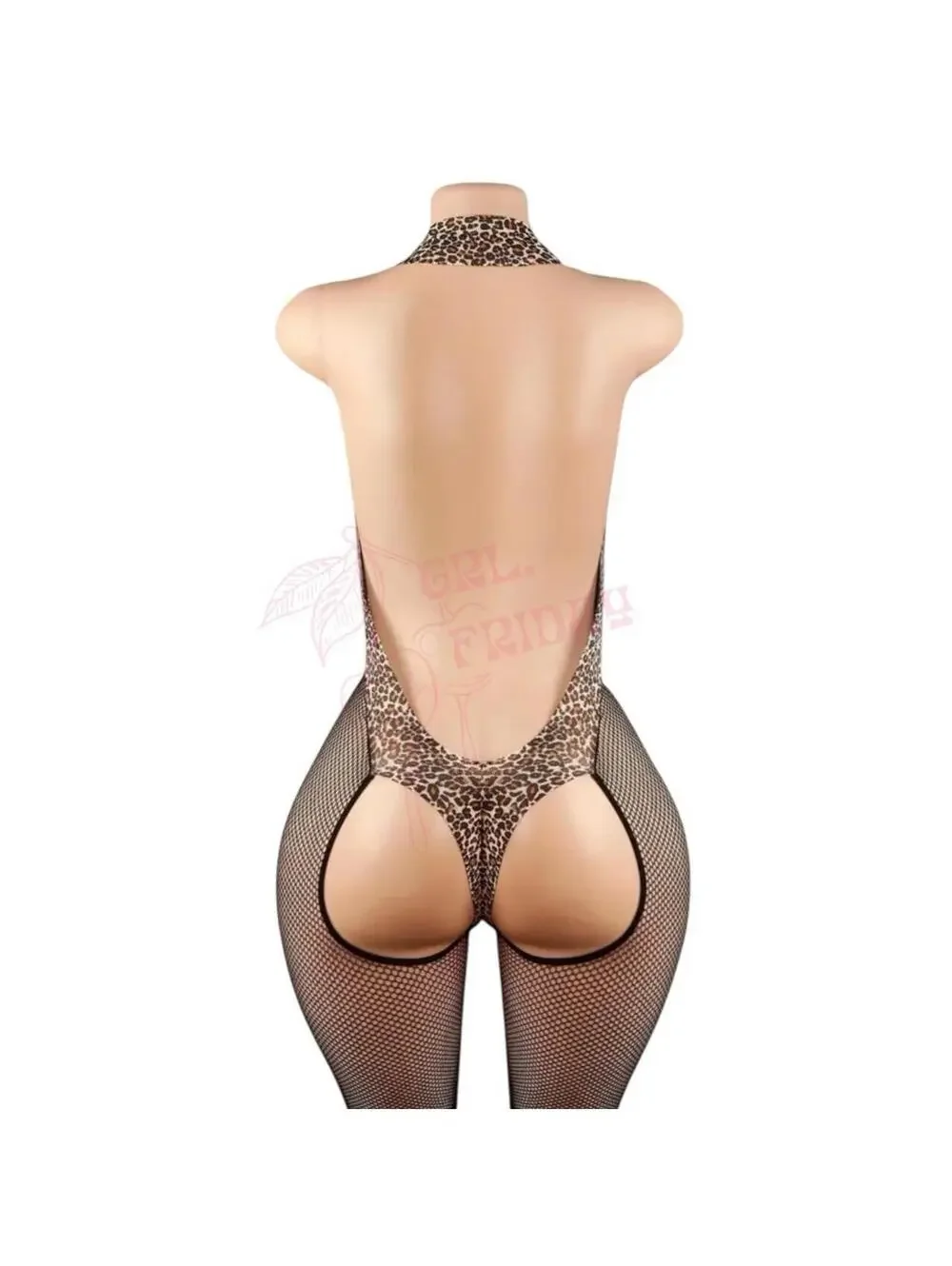 Leopard Trim Fishnet Bodystocking - EXOTIC DANCEWEAR